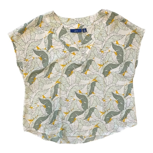 Apt. 9 Tropical Semi Sheer Blouse Womens Petite Medium‎ Spring Vacation Resort - Picture 1 of 6
